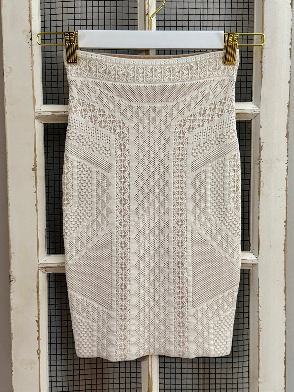 BCBGMaxAzria Josa Geometric Relief Jacquard Knit Bodycon Skirt